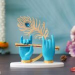 Krishna Holding Flute in Blue Hands, Decorative Showpiece