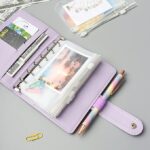 Leather Binder, A6 Money Organizer with 12pcs Clear Pockets, Flip Card & Cash Wallet is a Budget Planner with stickers