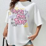 Cool Baggy Oversized Tshirt For Women With GenZ Slogan Print