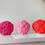 Rose Ball Candles Set Of 3, Dark Pink, Pink, Red