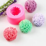 3D Rose Ball Silicon Candle Mold Small