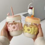 Super Cute Kawaii Glass Sipper For Kids Set of 1 (Random Color)