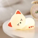 Sleeping Kitty Silicon Night Lamp, 8 Color Changing Night Light For Bedroom And Kids