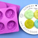 Sun And Moon Face Silicone Molds 4 Cavity For Candle Making