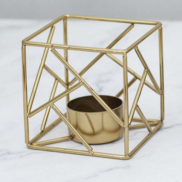 candle stand golden cube