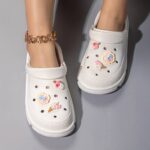 White Clogs Cute With Random Charms, Lovely Vented Clogs For Women Daily Use