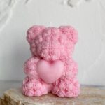 Rose Bear Candle Love Teddy Bear Candle with Heart