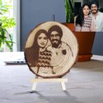 Personalized Engraved Natural Wooden Slice Photo Frame