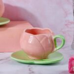 Pink Tulip Cup and Saucer Ceramic