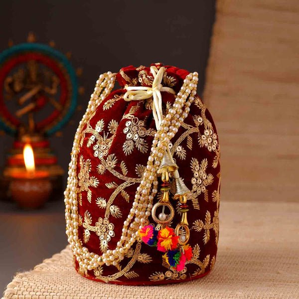 Potli Bag for Women Maroon