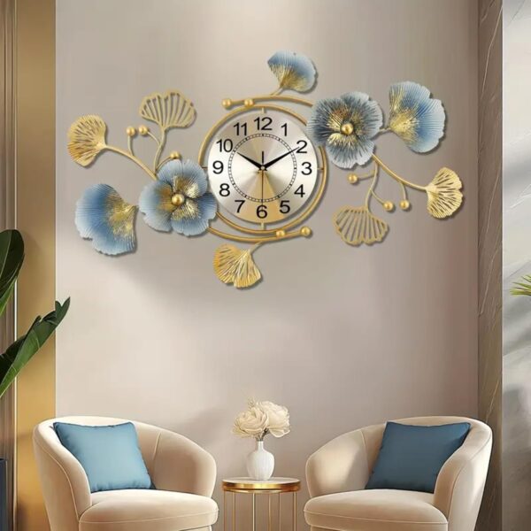 Brass Metal Floral Design Wall Clock